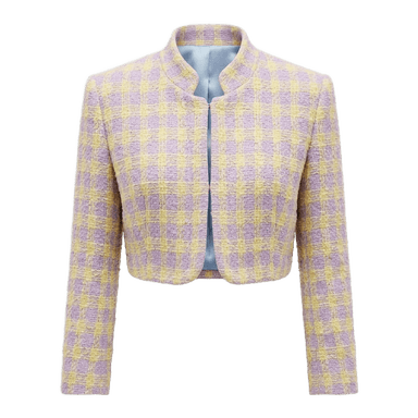 A lilac and yellow tweed cropped jacket