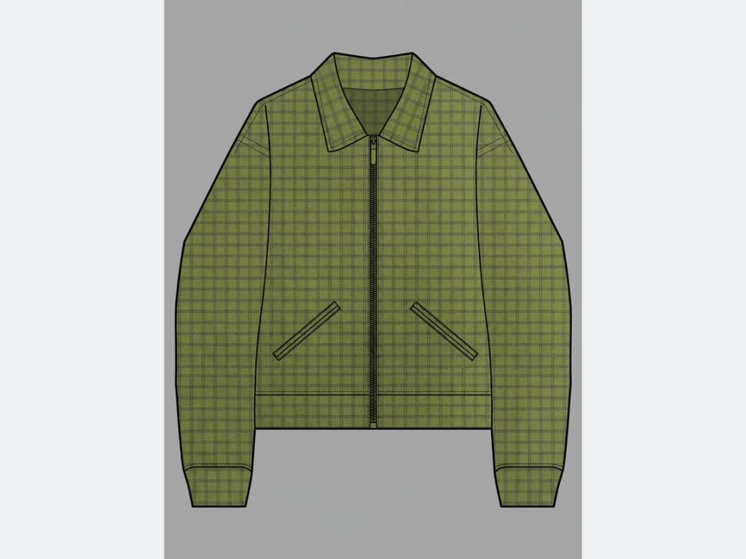 The same sketch, unchanged in shape, now cut in olive ripstop nylon