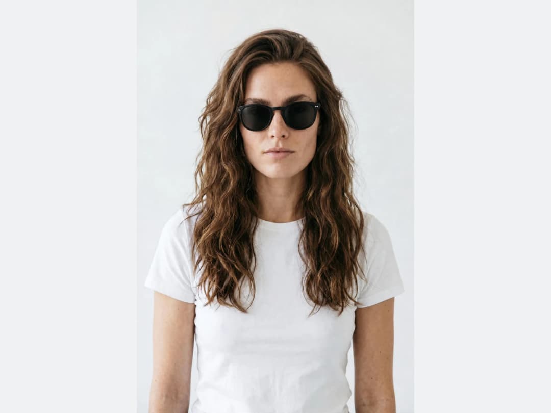 The same photograph with sunglasses added, pose, light and skin untouched